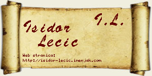 Isidor Lečić vizit kartica